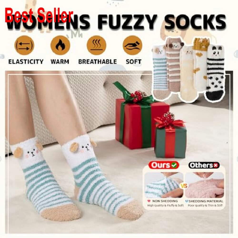 Cozy Winter Fuzzy Slipper Socks Soft Warm Fluffy Home Sleep Wear - Picture 3 of 8
